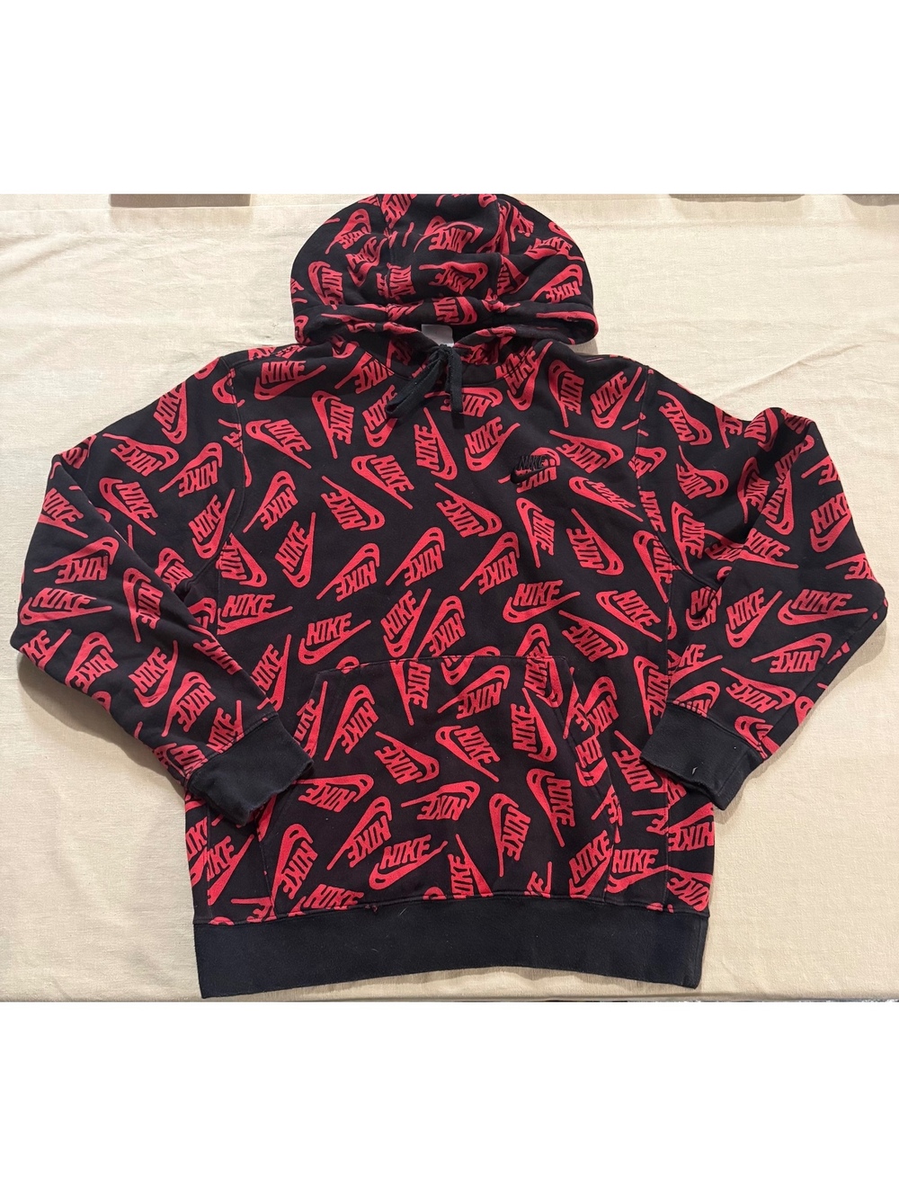 Nike black and red allover logo pullover hoodie